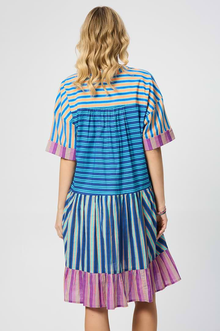 Bold Striped Cover Up Dress - Blue Multi