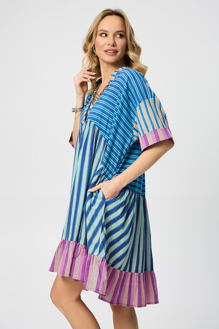 Bold Striped Cover Up Dress - Blue Multi