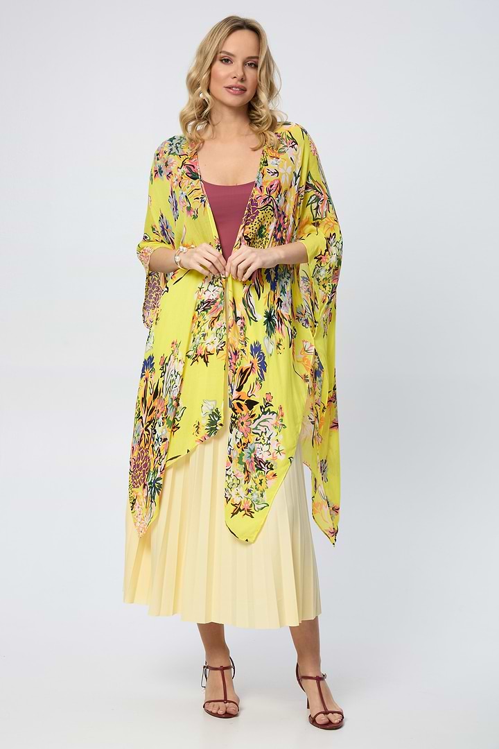 Flowy Floral Kimono - SAACHI - Yellow