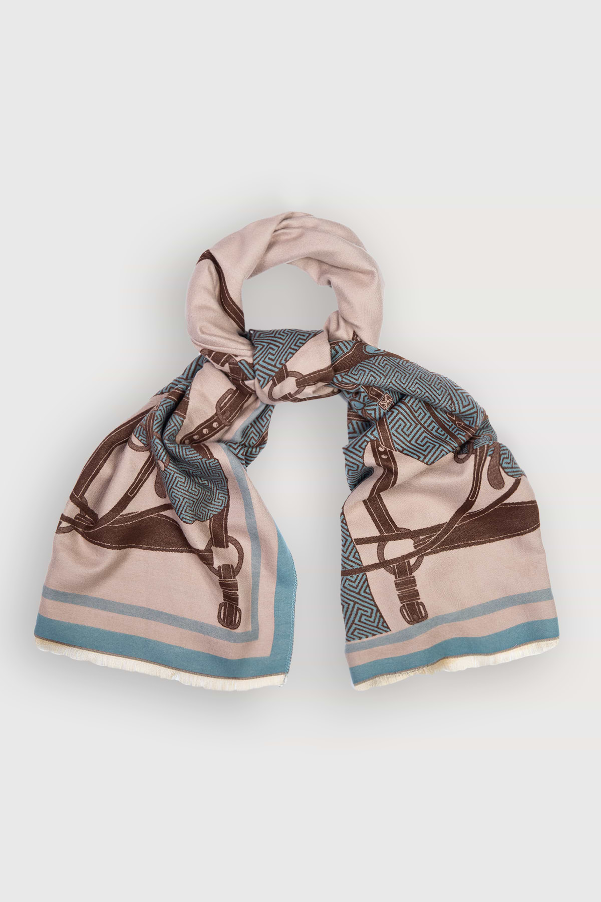 Equestrian Reversible Scarf - Light Blue