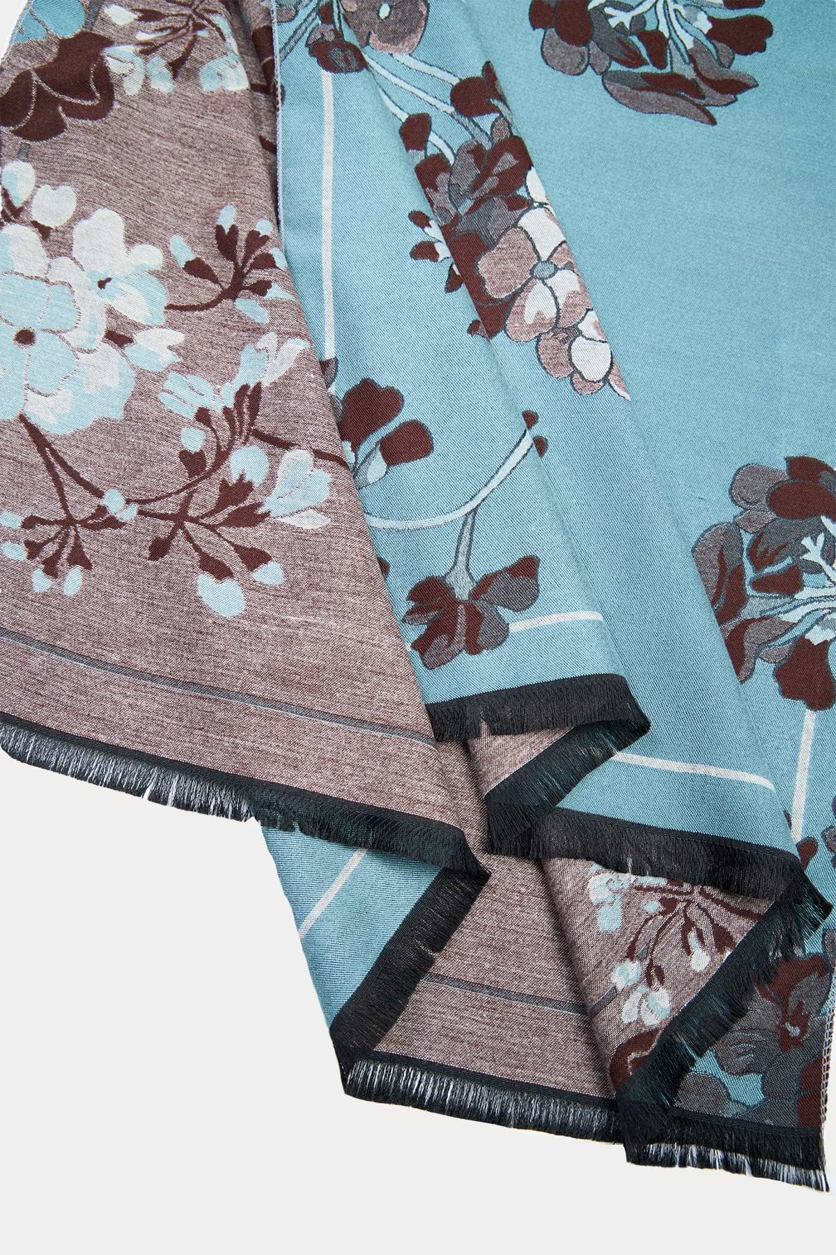 Marigold Bloom Reversible Scarf - Light Blue