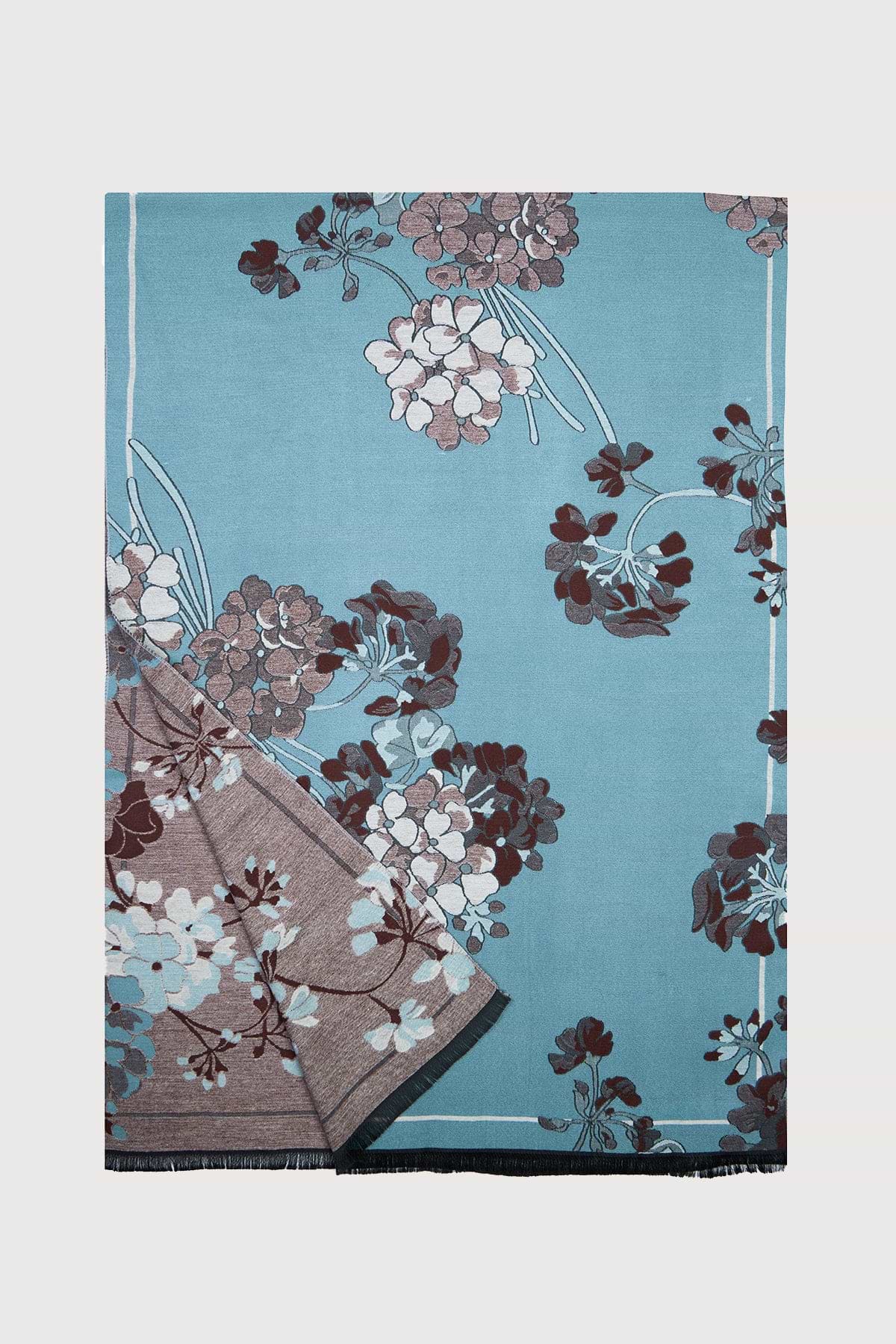 Marigold Bloom Reversible Scarf - Light Blue
