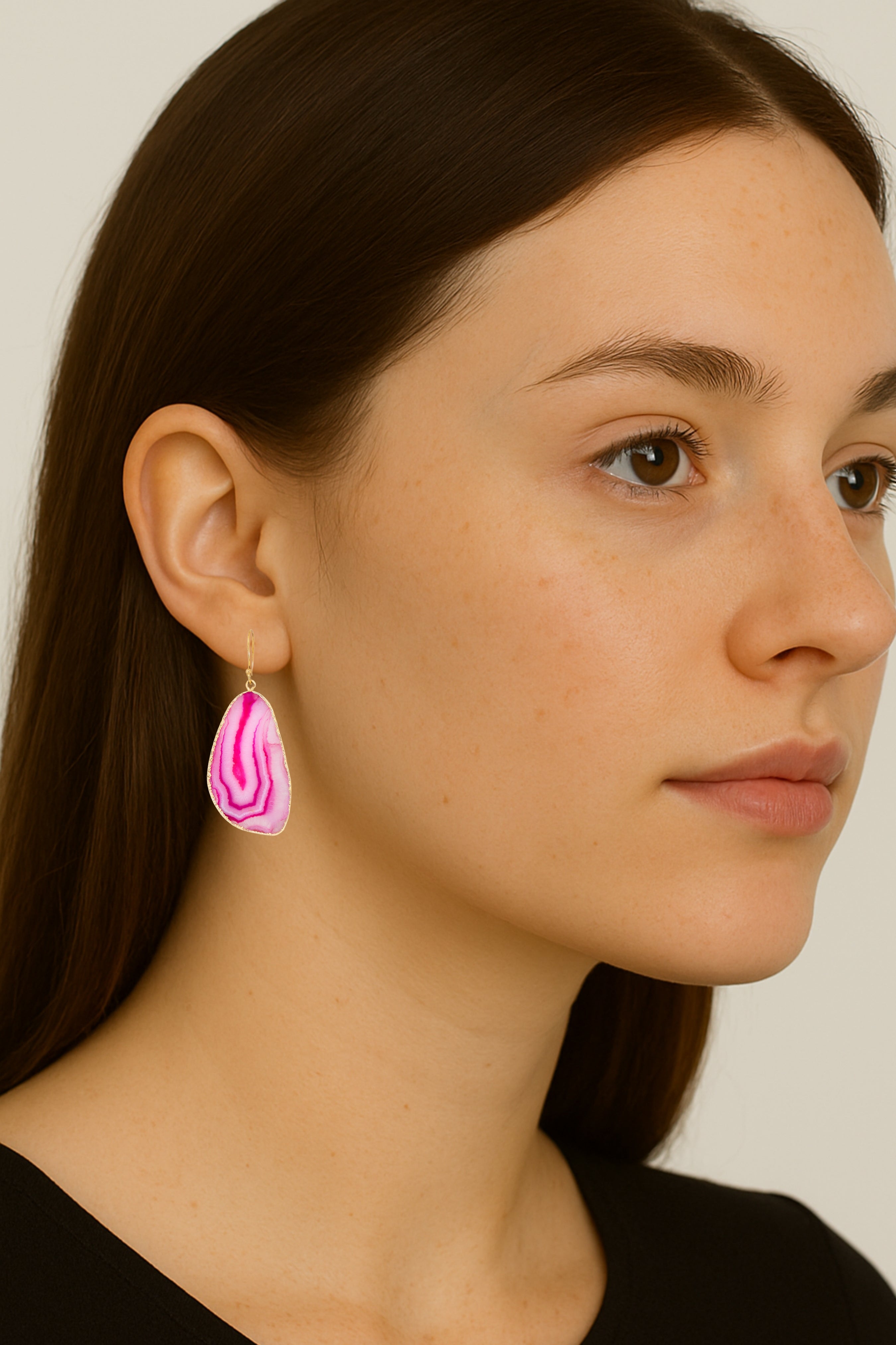 Agate Dangle Earrings - Purple