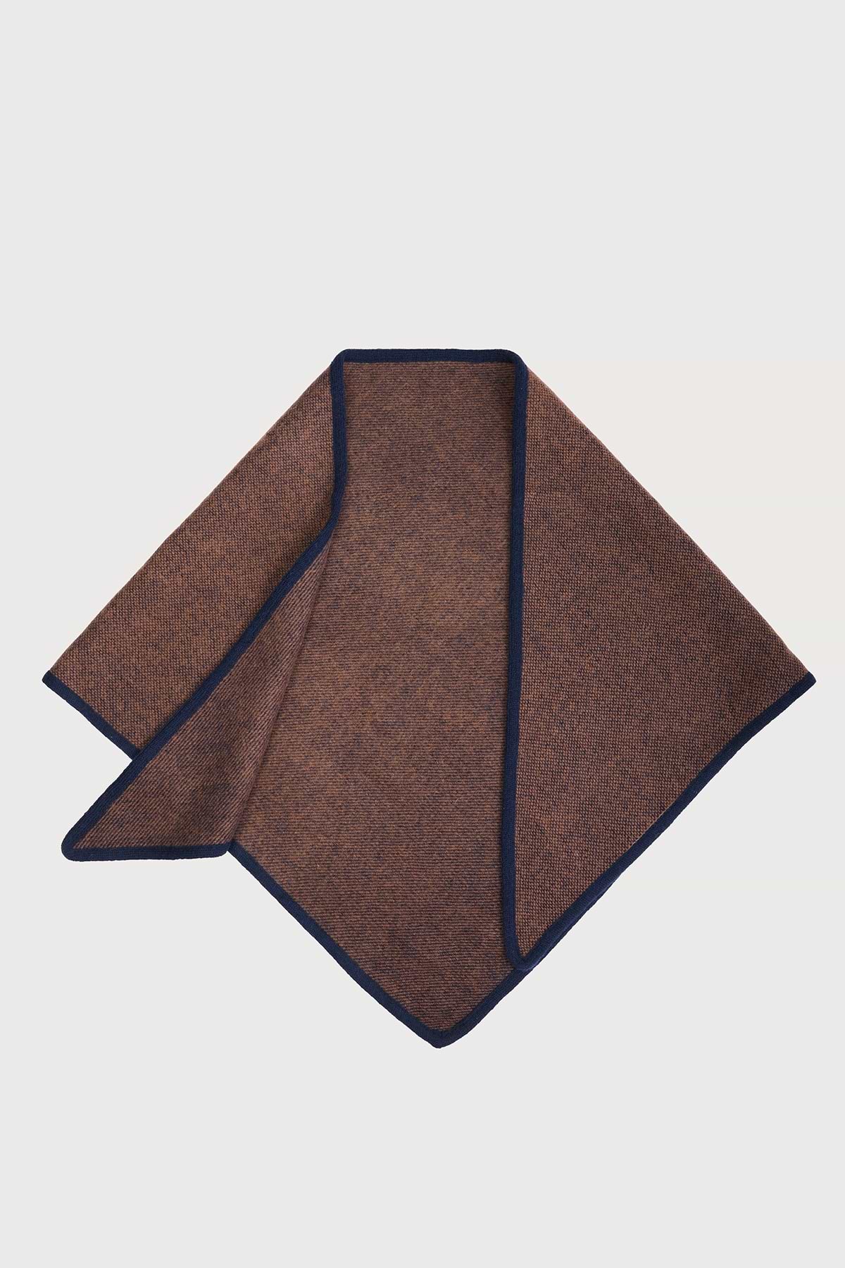 Plaid Wool Triangle Scarf - Brown