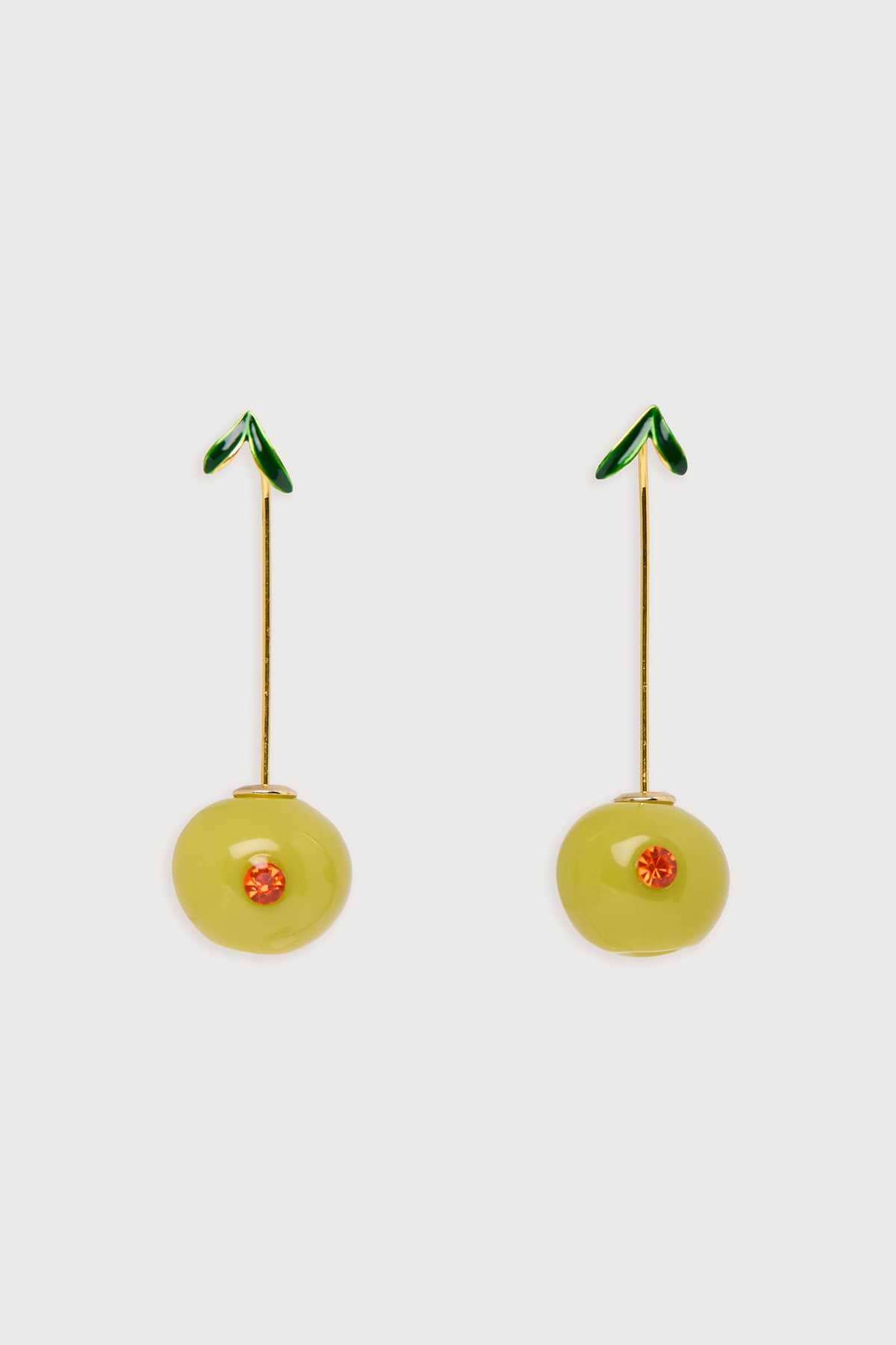 Olive Drop Earrings - Green