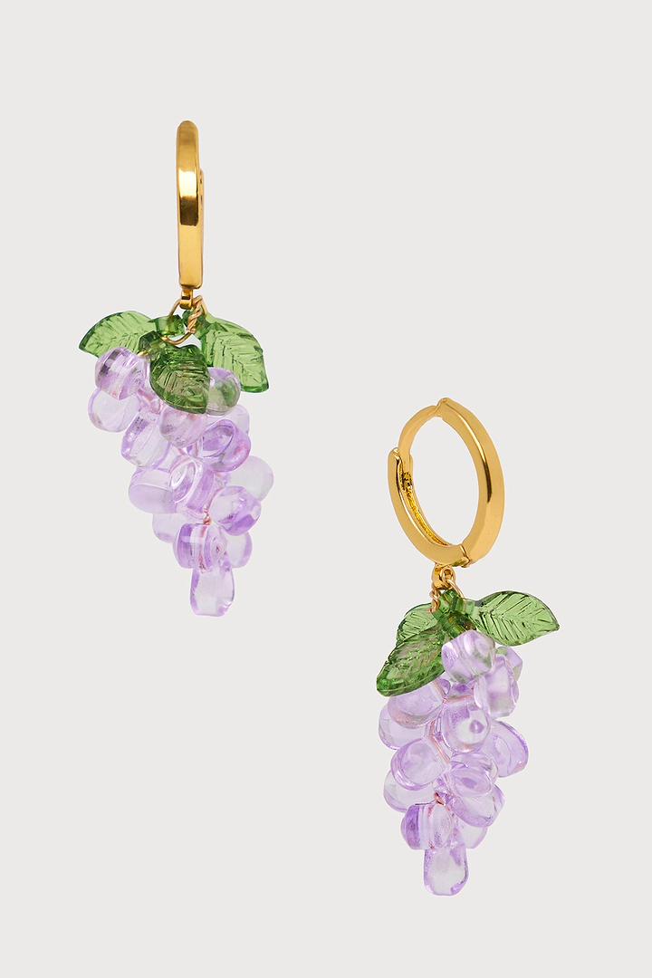 Carrot Huggie Charm Earrings - Purple