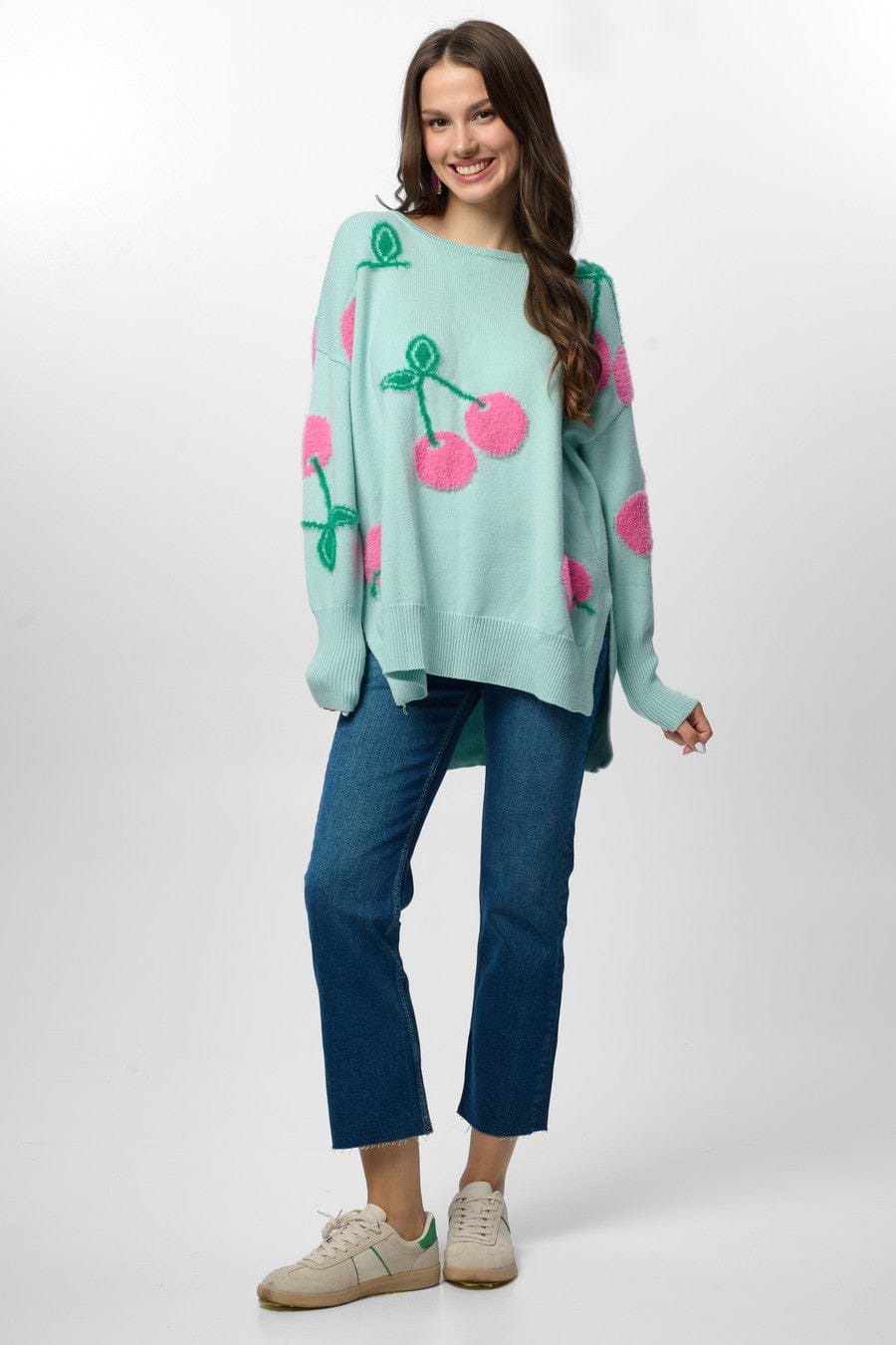Whimsical Heart Sweater - Mint
