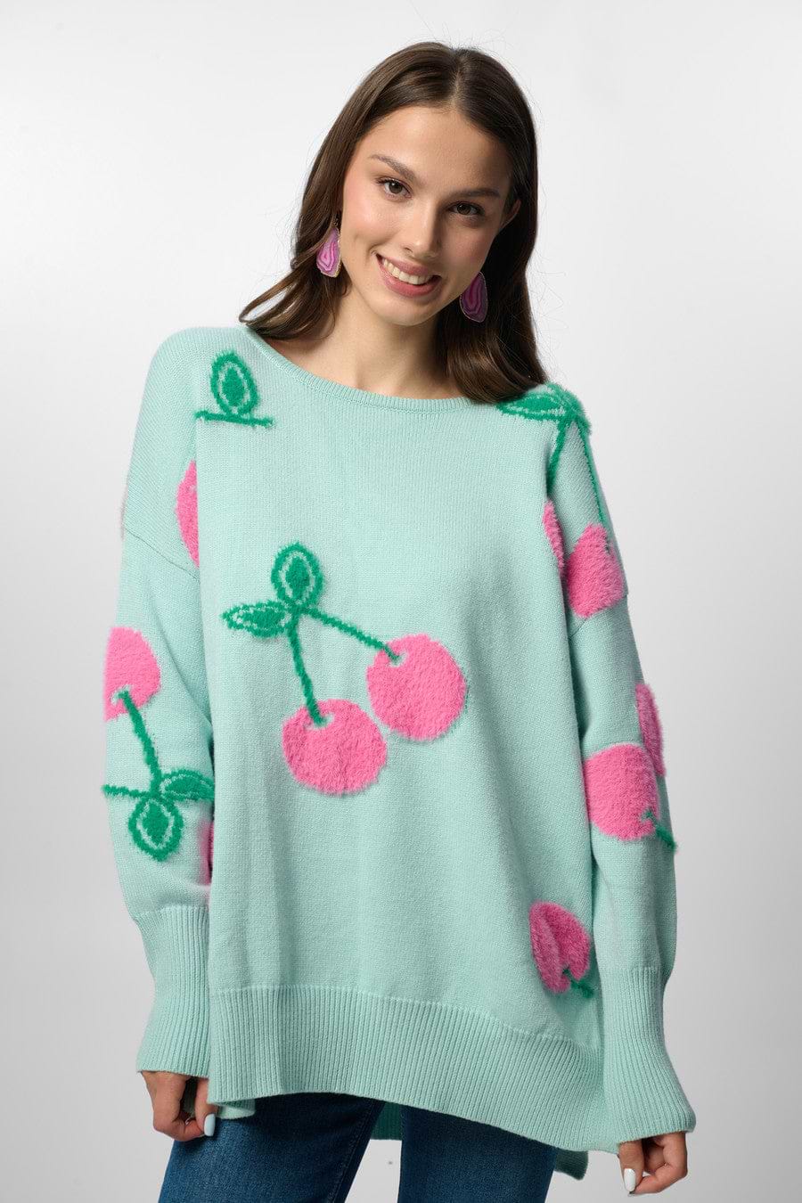 Whimsical Heart Sweater - Mint
