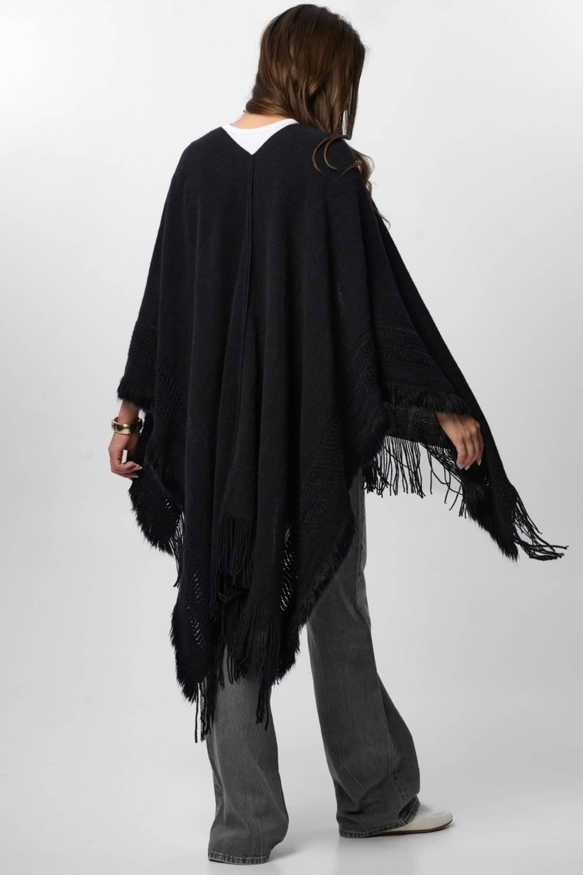 Tara Fringed Kimono - Black