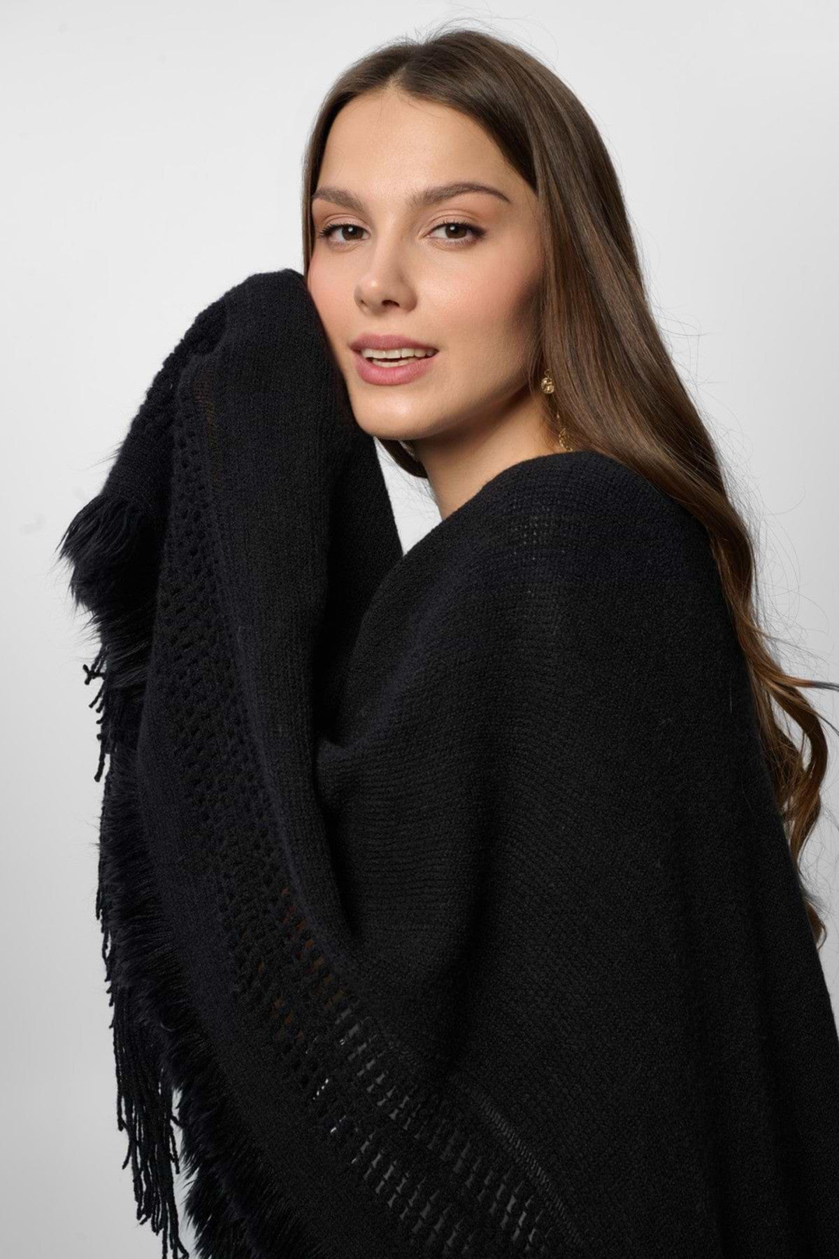 Tara Fringed Kimono - Black