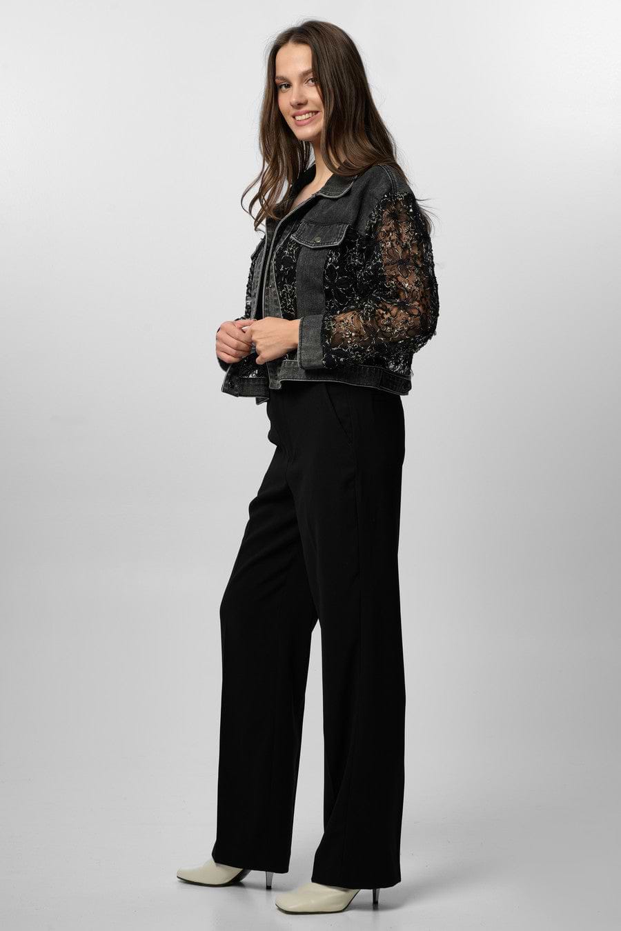 Denim Lace Jacket - Black