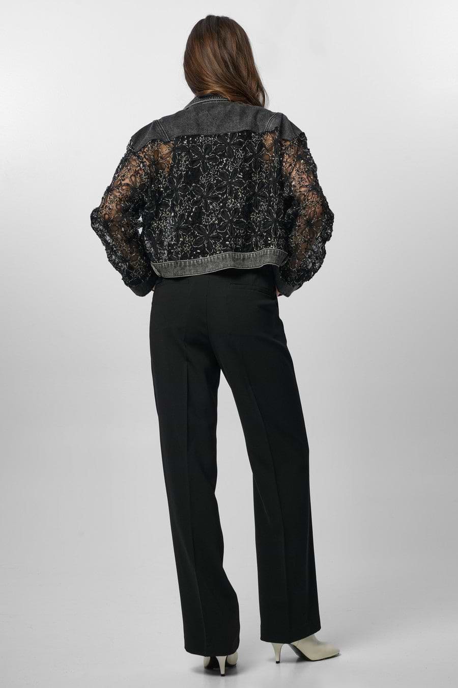 Denim Lace Jacket - Black