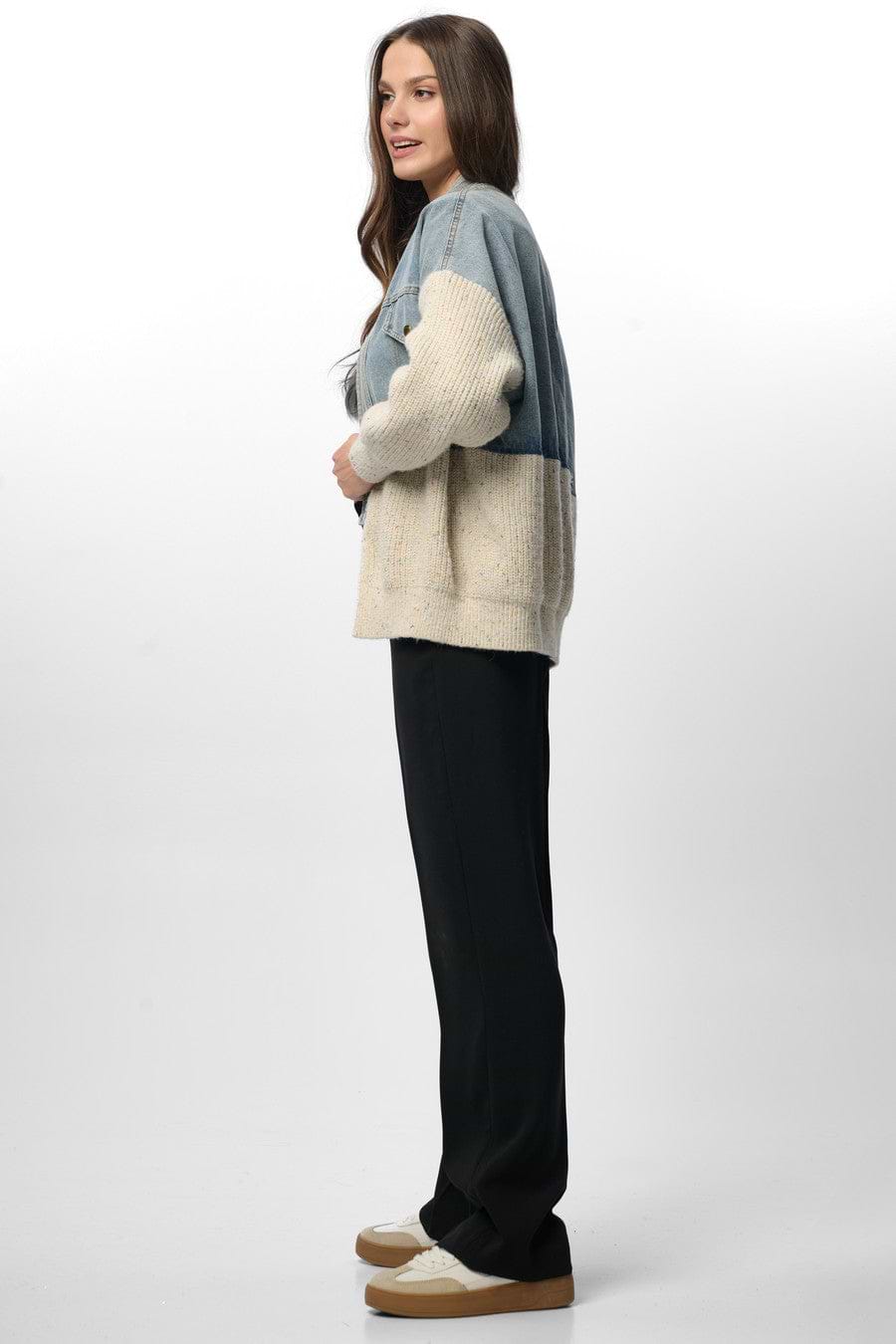 Denim and Grey Combo Jacket - Denim