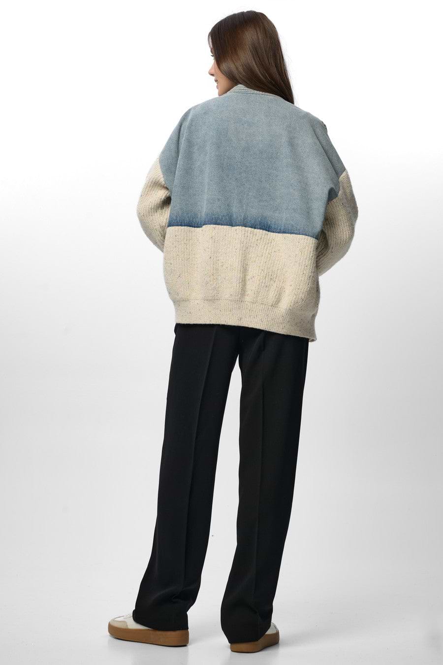 Denim and Grey Combo Jacket - Denim
