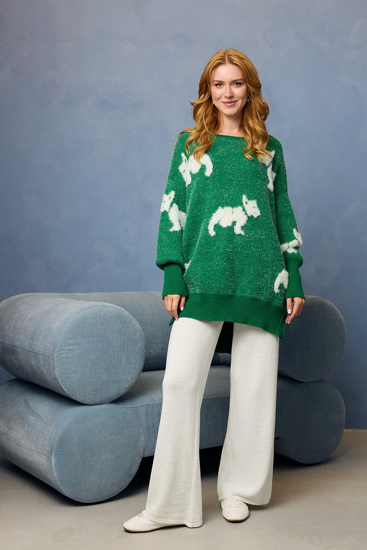 Whimsical Heart Sweater - Green