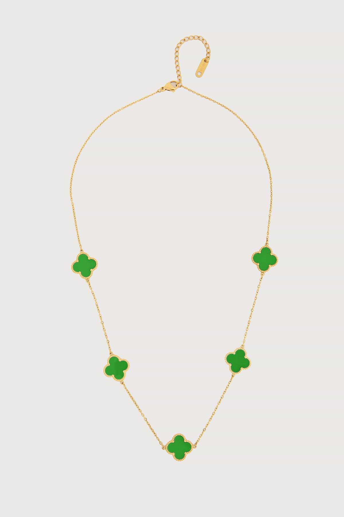 Multi Clover Charm Necklace - Green