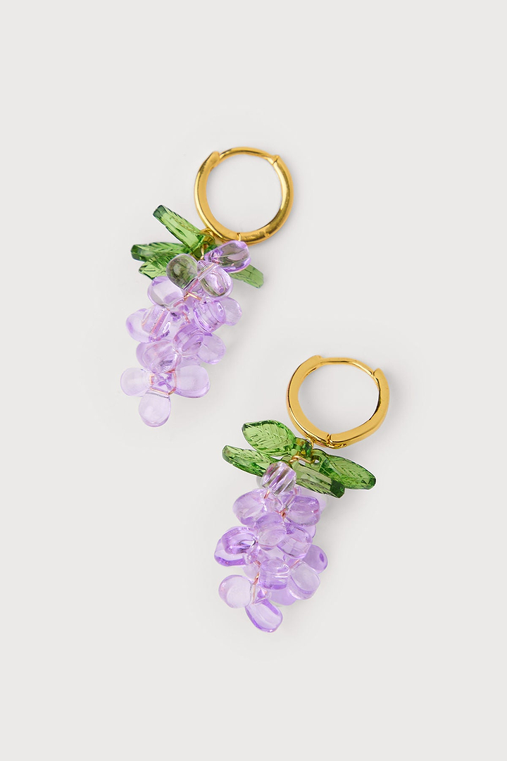 Carrot Huggie Charm Earrings - Purple