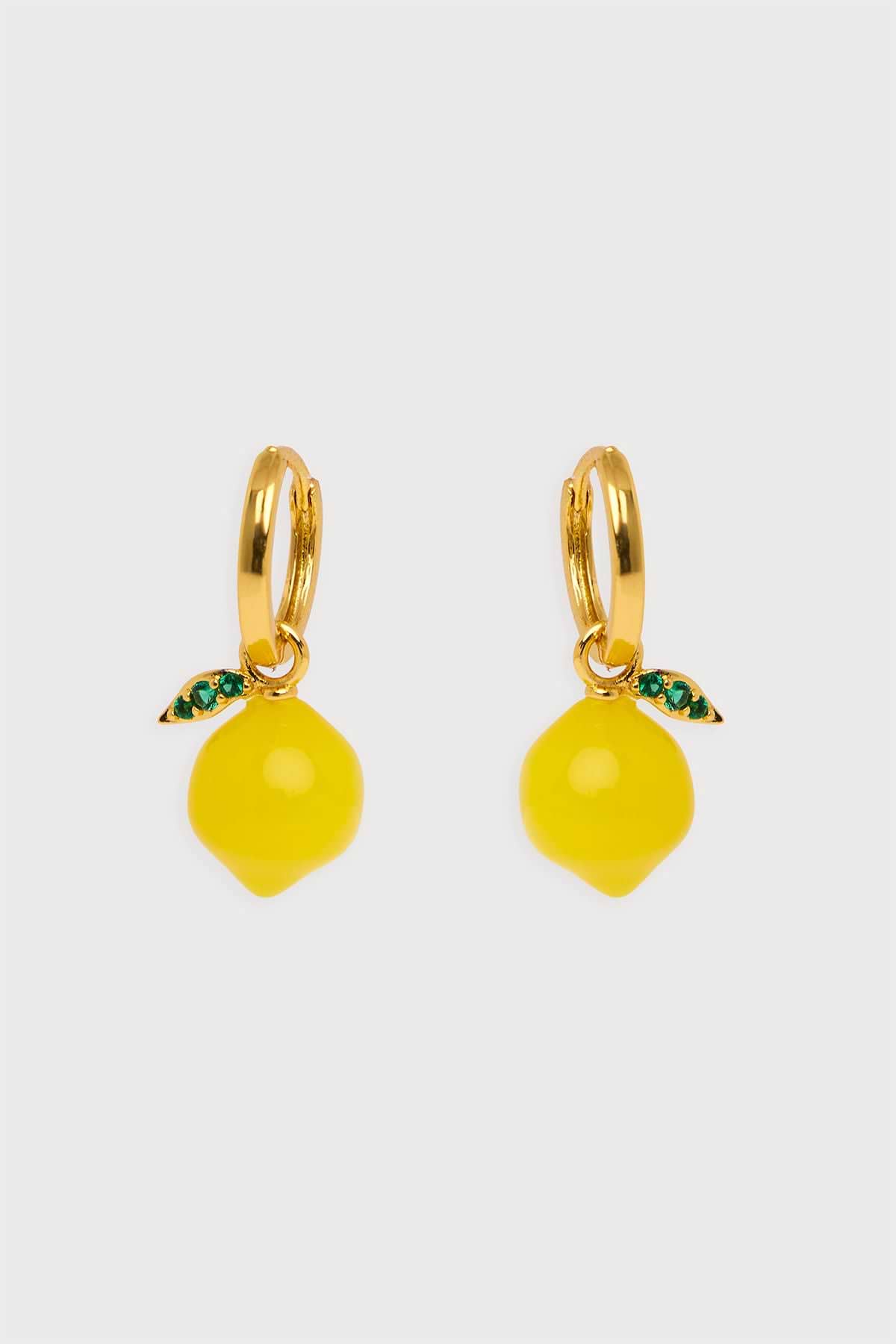 Lemon Huggie Charm Earrings - Yellow