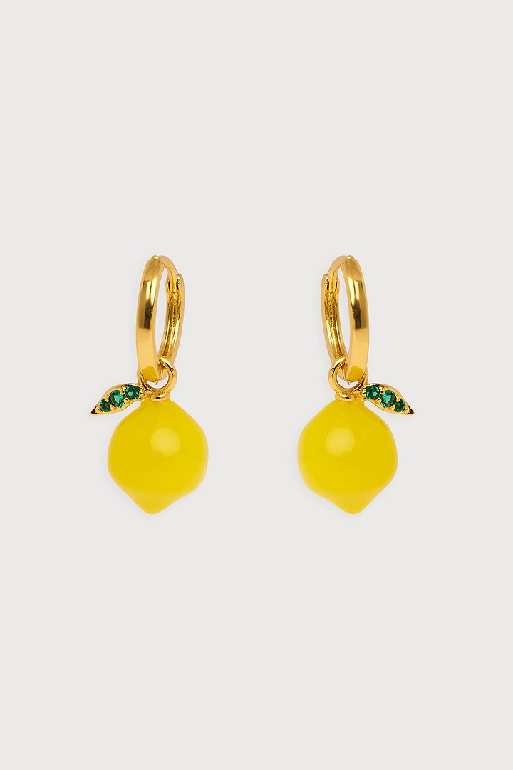 Carrot Huggie Charm Earrings - Yellow