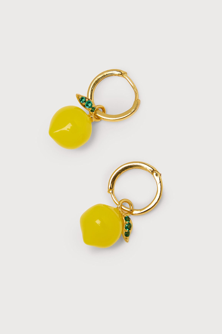 Carrot Huggie Charm Earrings - Yellow