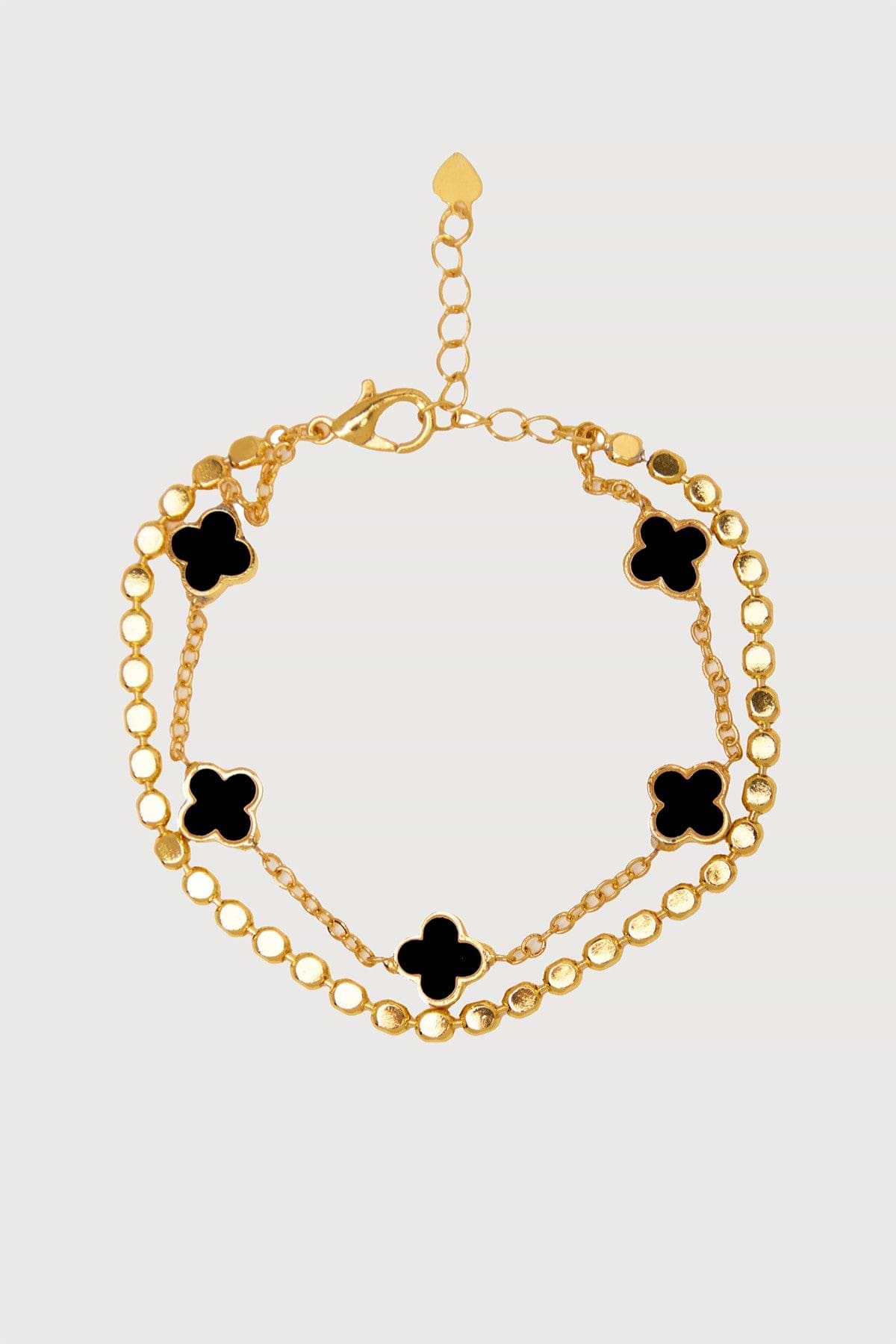 Multi Clover Charm Bracelet - Black
