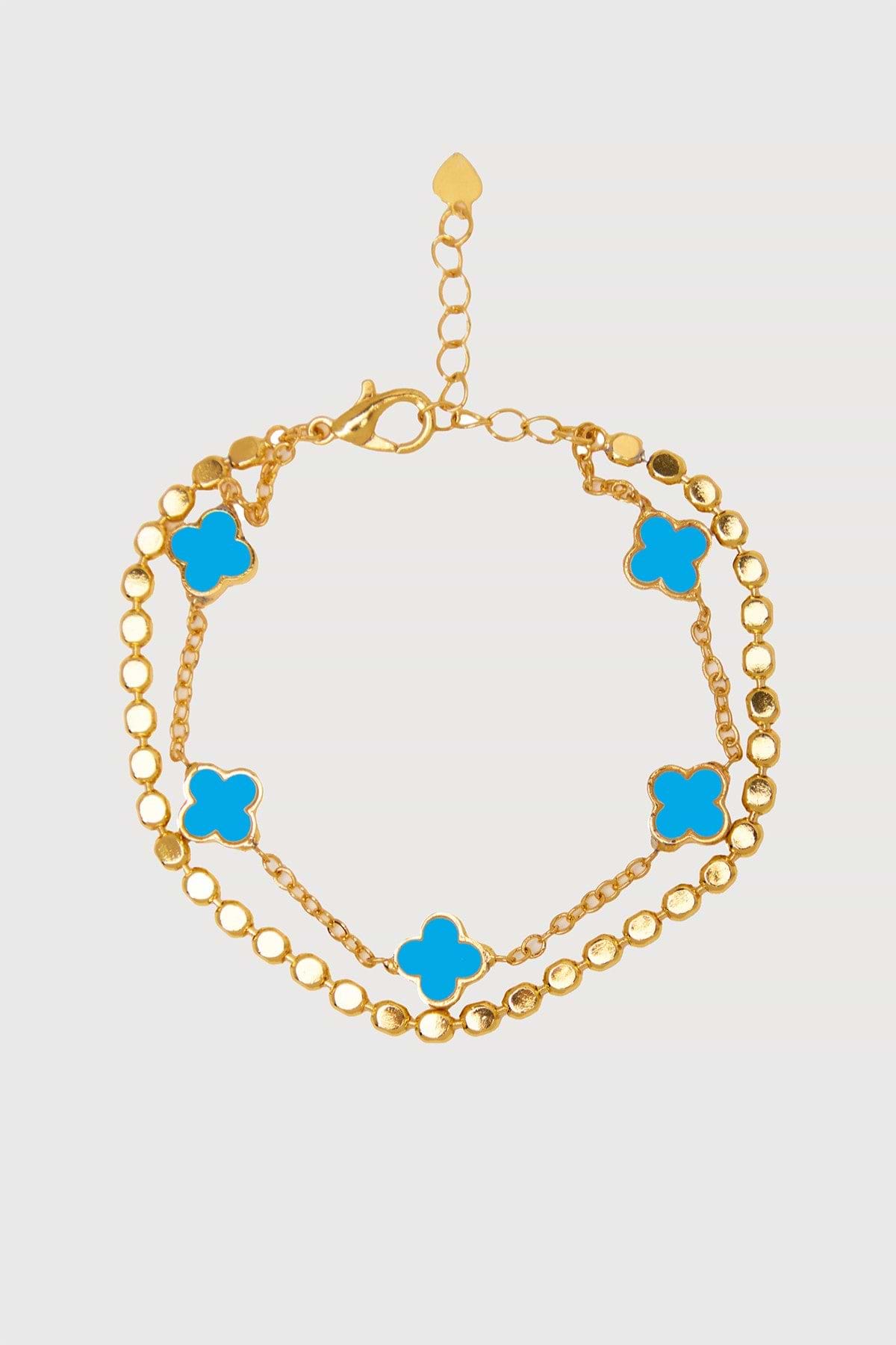 Multi Clover Charm Bracelet - Blue