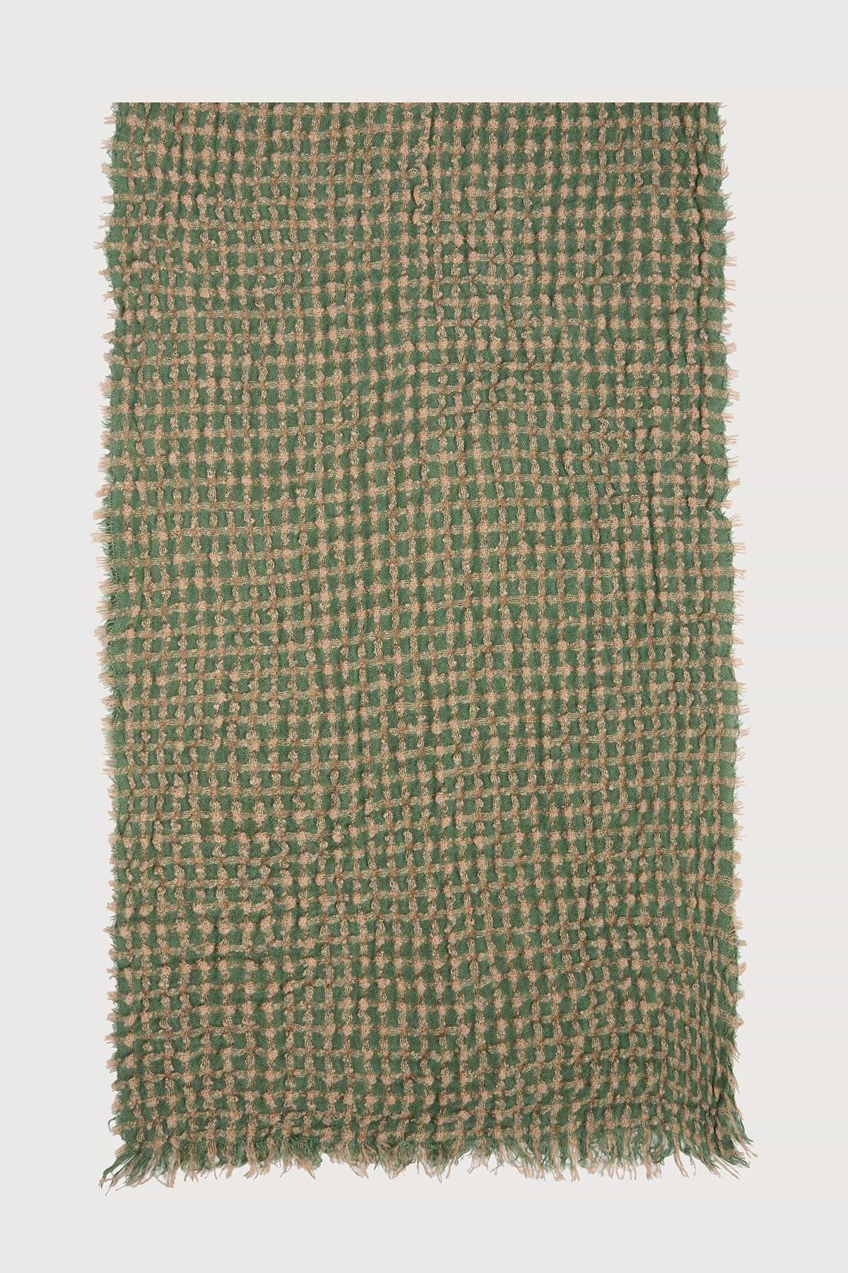 Crinkle Plaid Scarf - Turquoise