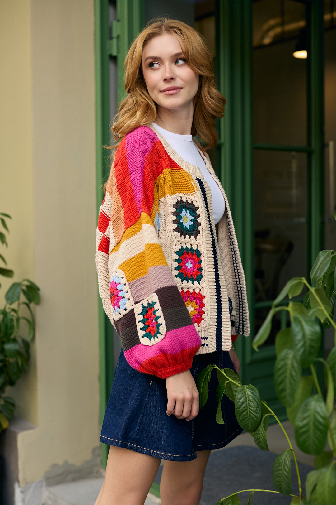 Square Checkered Multi Pattern Cardigan - Multi