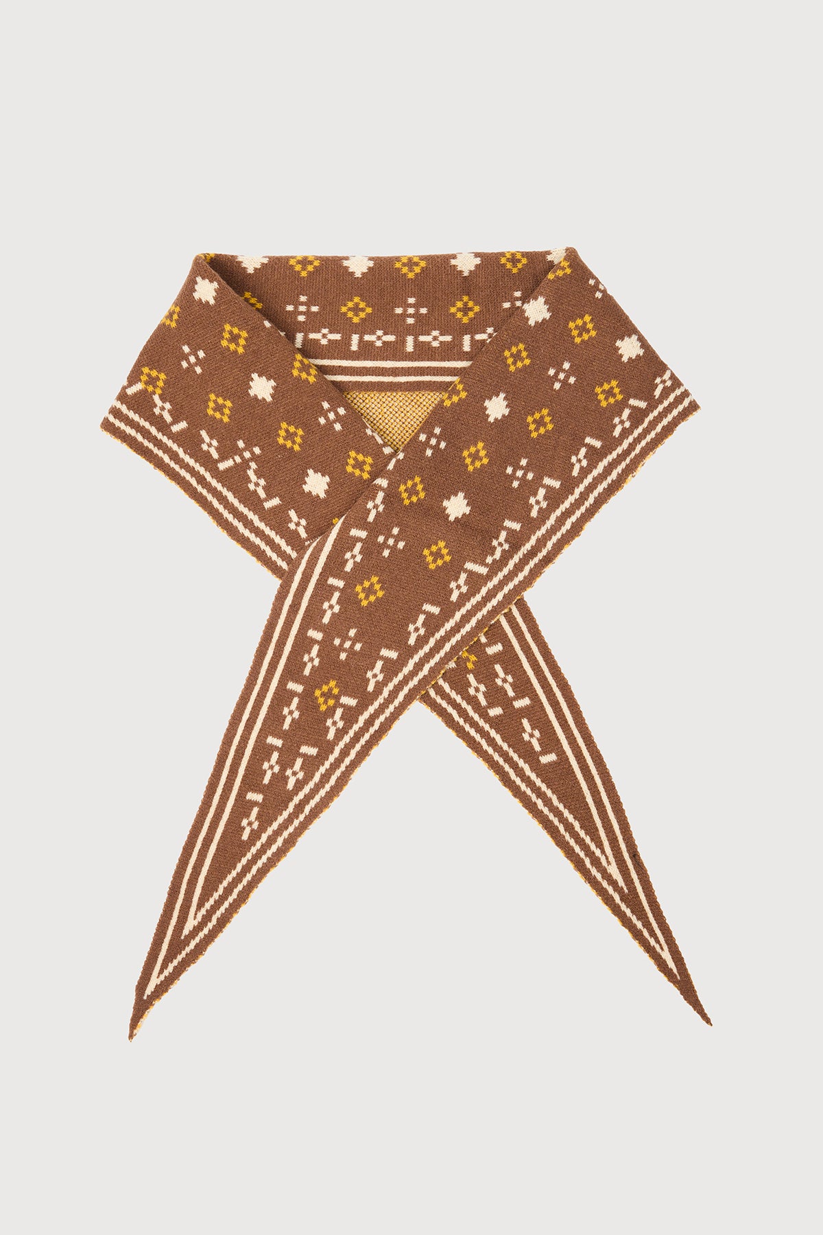 Foulard Knit Triangle Scarf - Brown