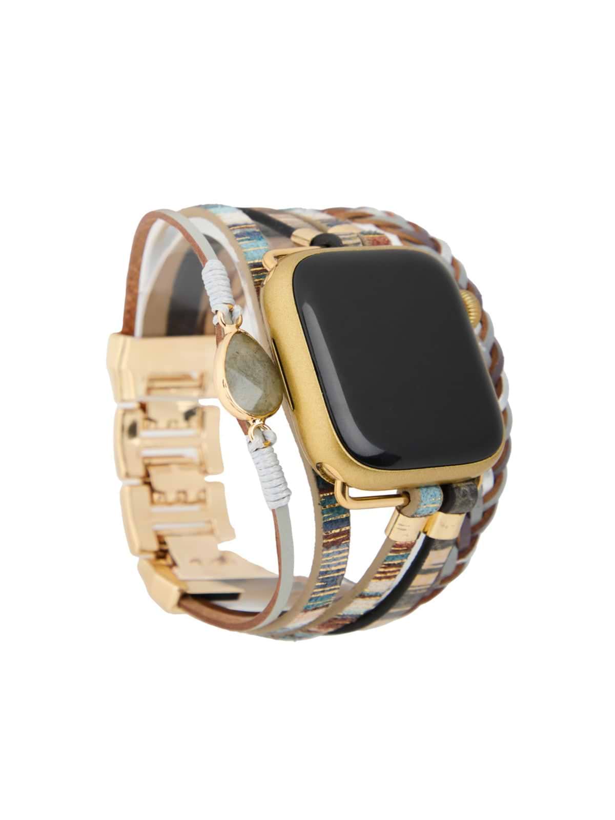 Leather Apple Watch Band - Grey Multi