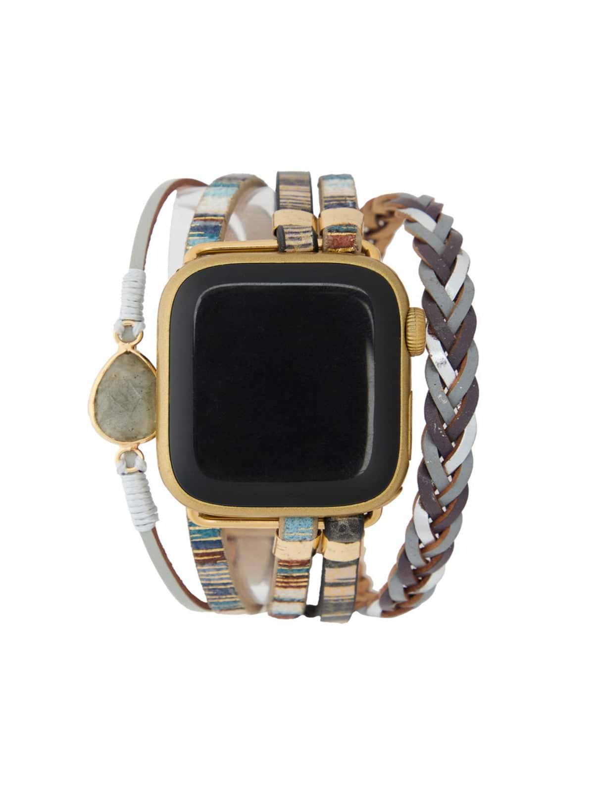 Leather Apple Watch Band - Grey Multi
