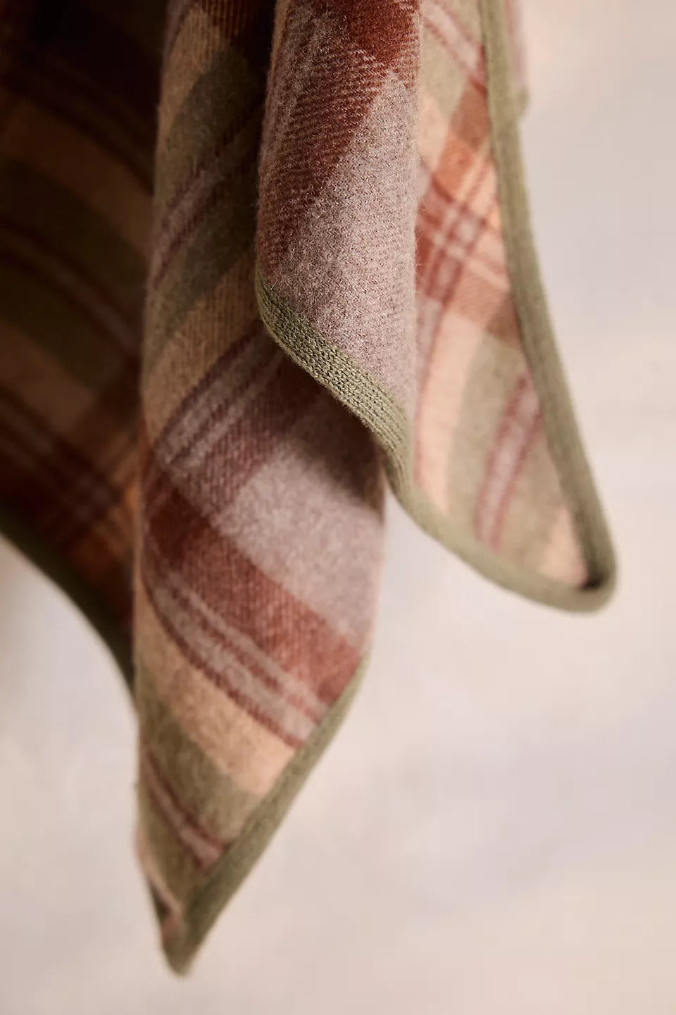Plaid Wool Triangle Scarf - Grey
