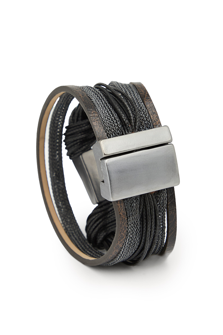 Rectangle Charm Cord Bracelet - Black
