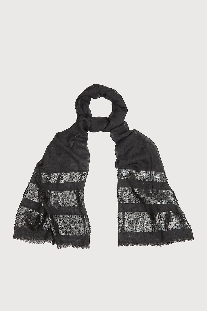 Fringe Sequins Scarf - Black