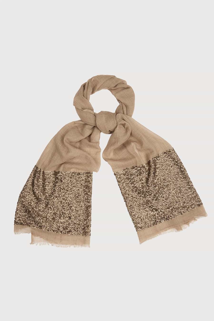 Wool Sparkle Scarf - Beige 
