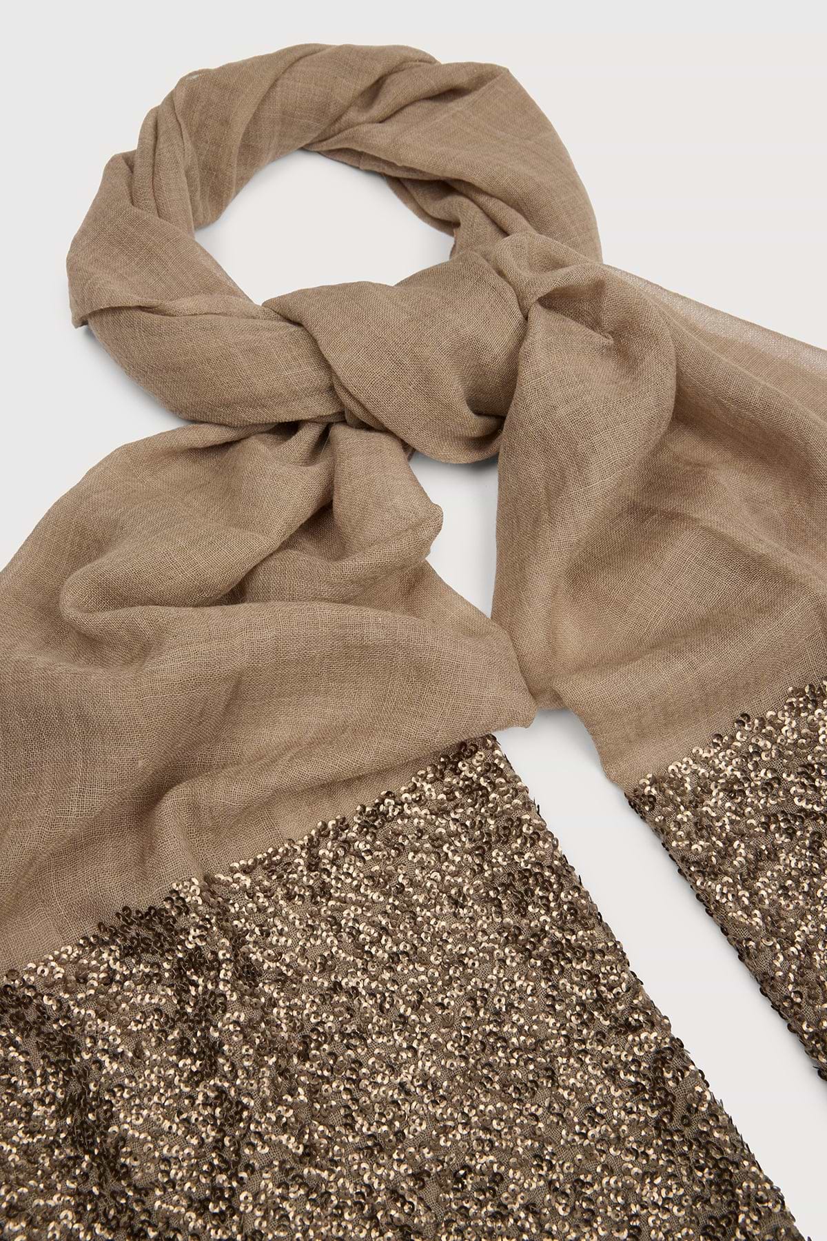 Wool Sparkle Scarf - Beige 