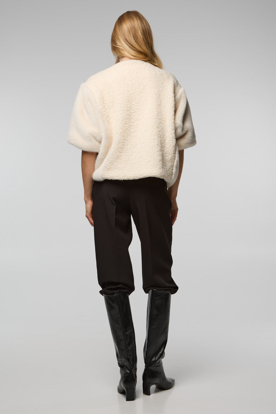 Fur Tie Front Short Kimono - Ivory