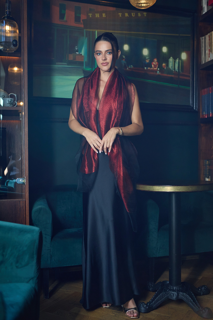 Silk Glimmer Scarf - Dark Red