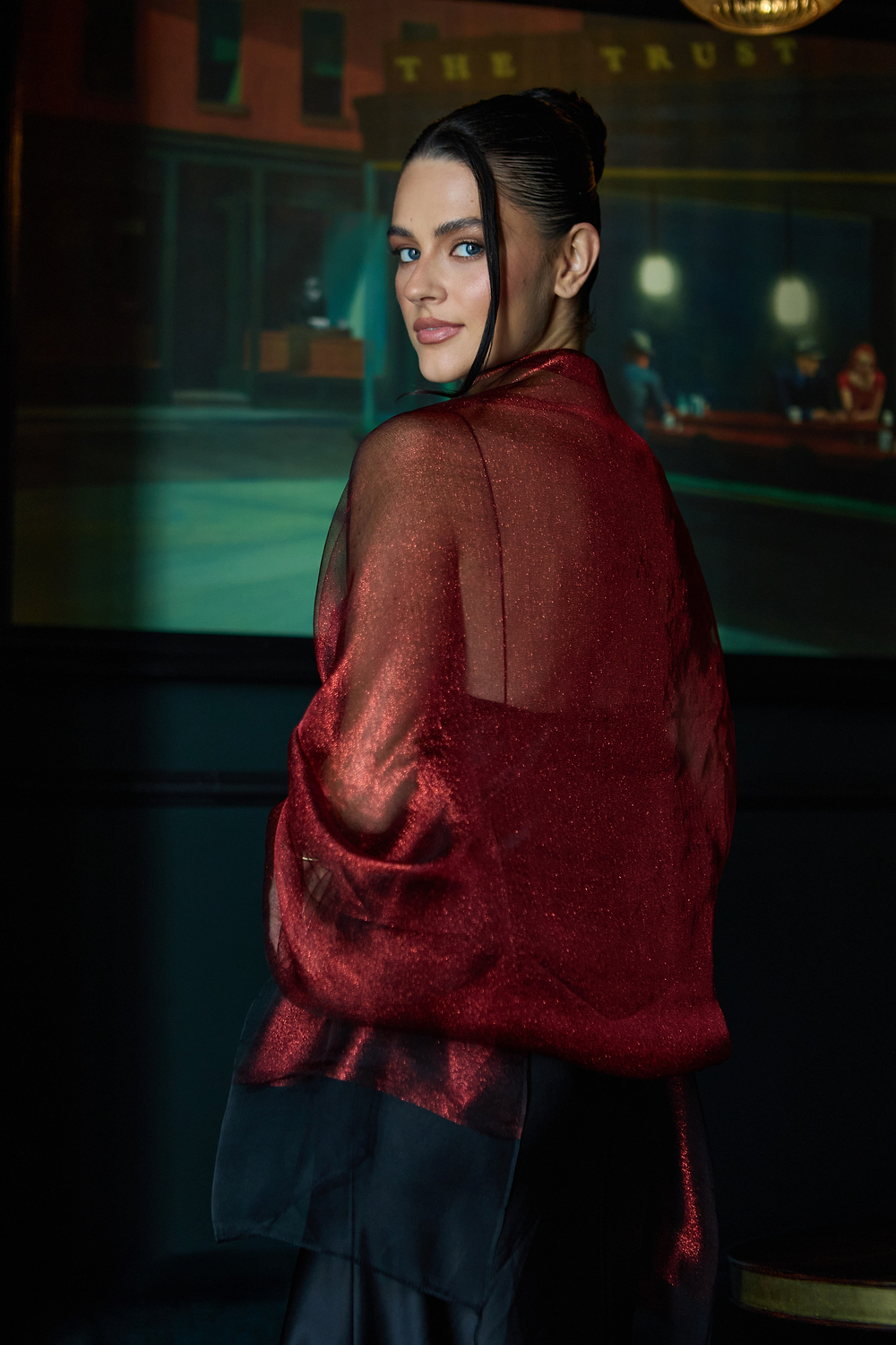 Silk Glimmer Scarf - Dark Red