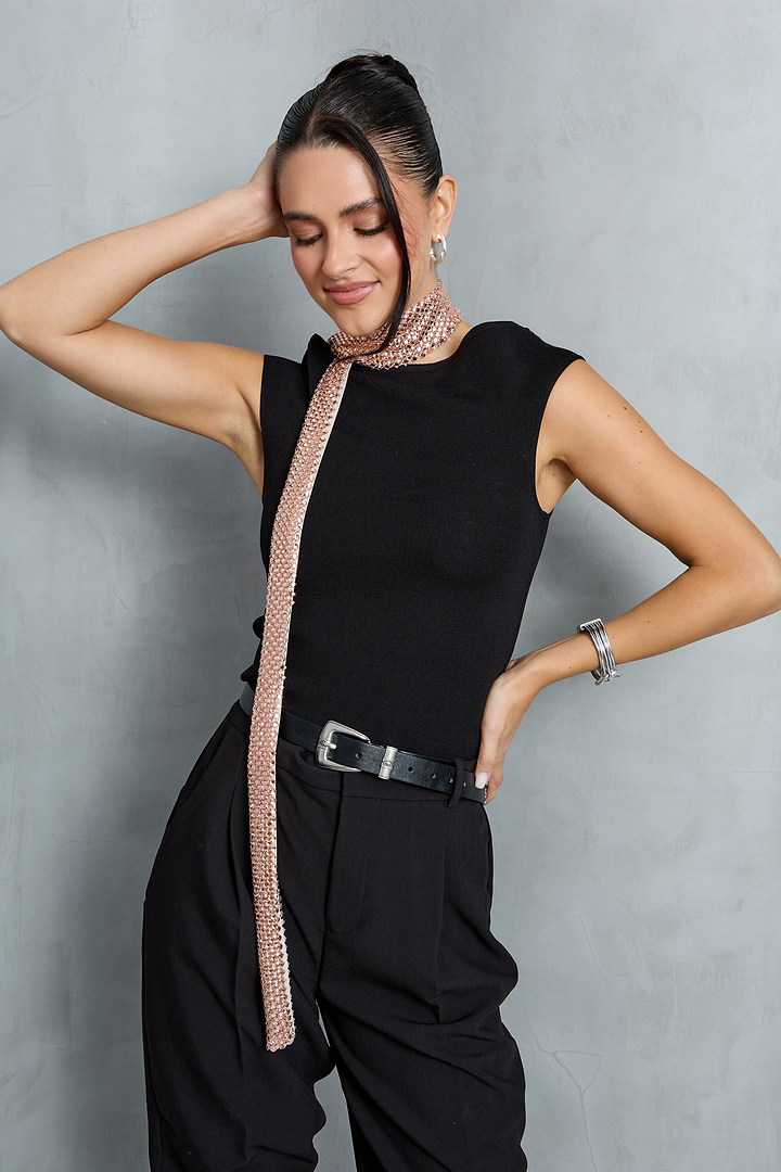 Shimmer Knit Skinny Scarf