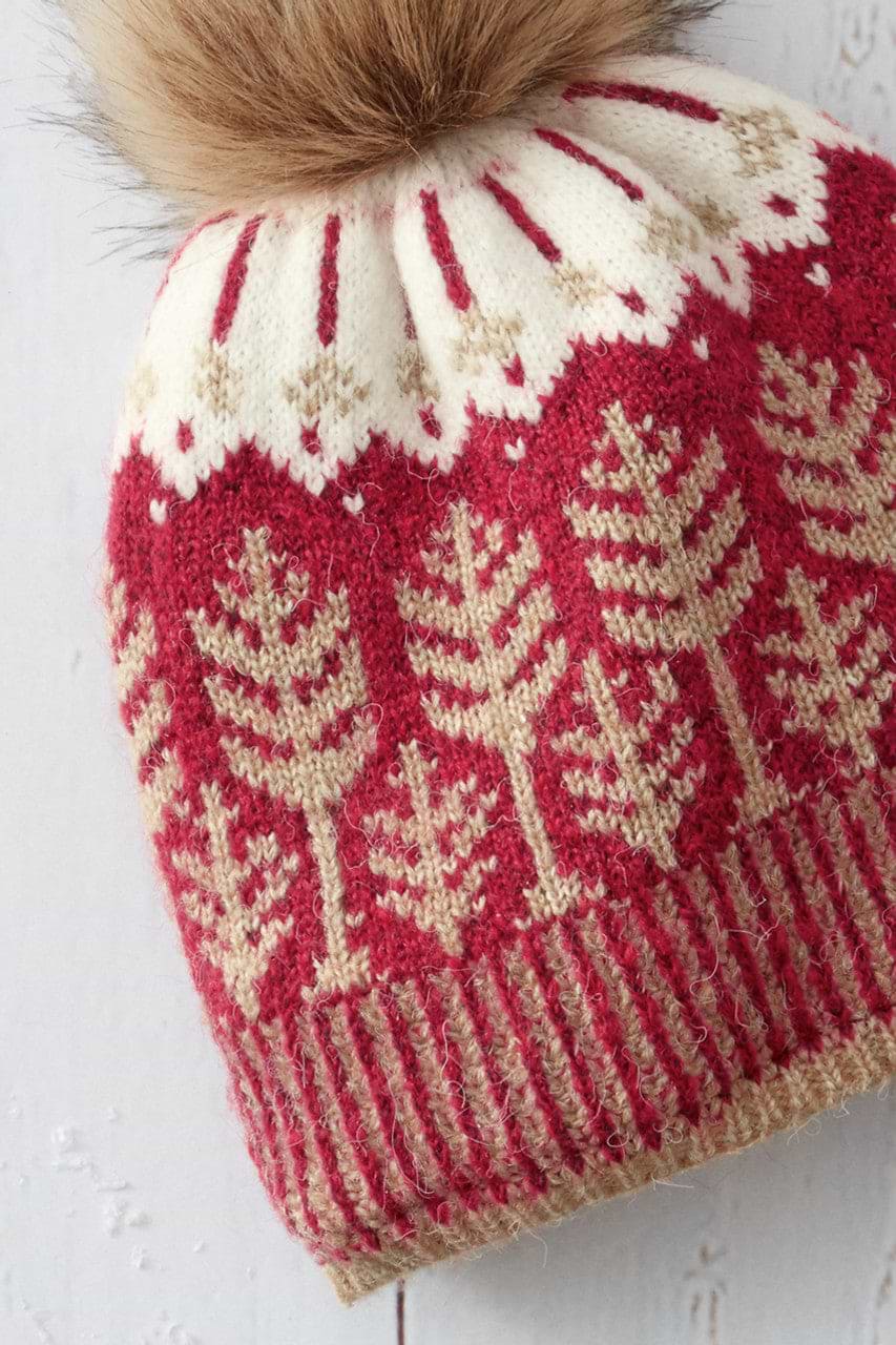 Fair Isle Forest Snow Hat - Red