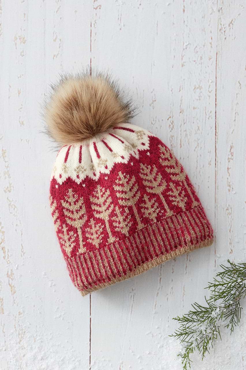 Fair Isle Forest Snow Hat - Red