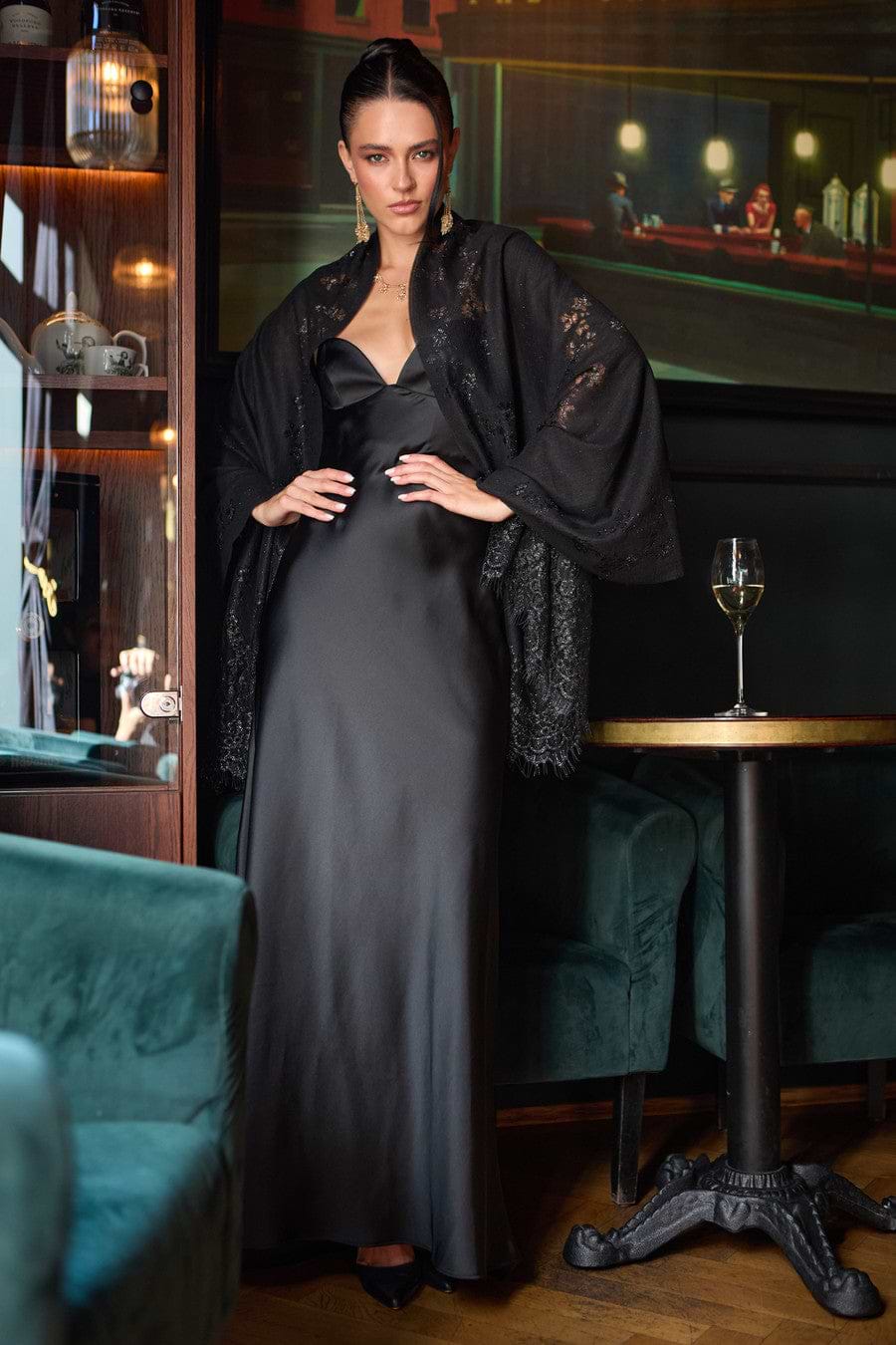Lace Shimmer Scarf - Black
