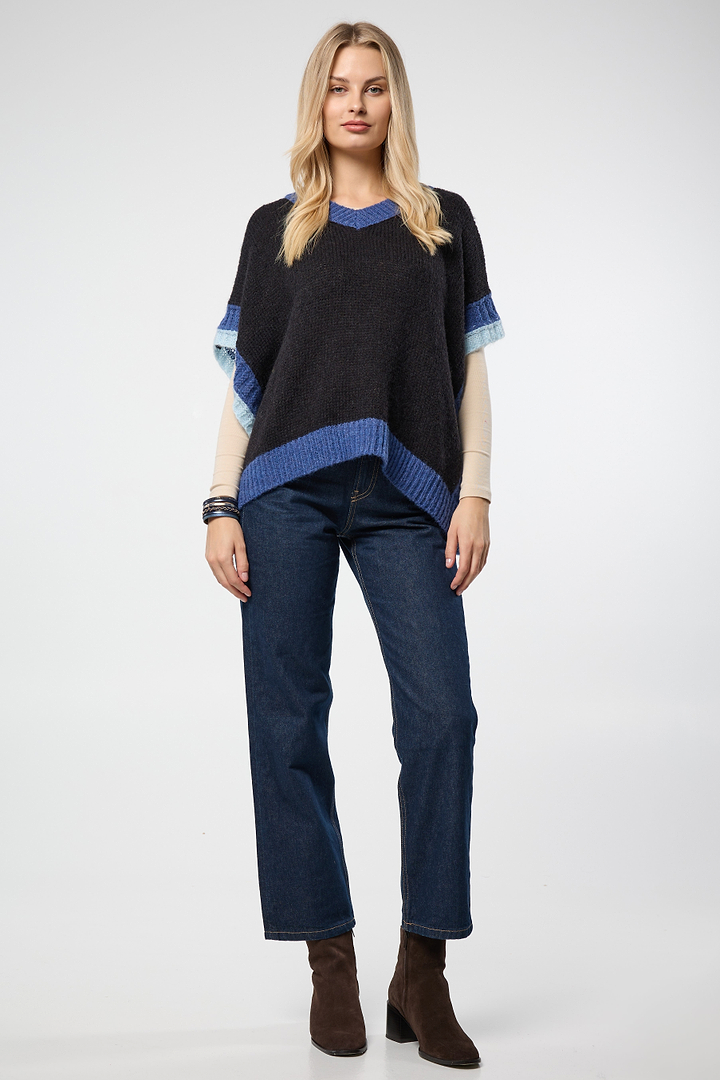 Colorblock Knit Sweater Vest - Black