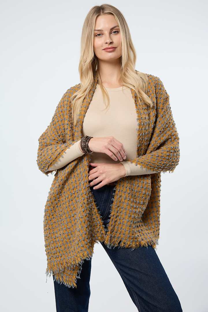 Crinkle Plaid Scarf - Dark Yellow