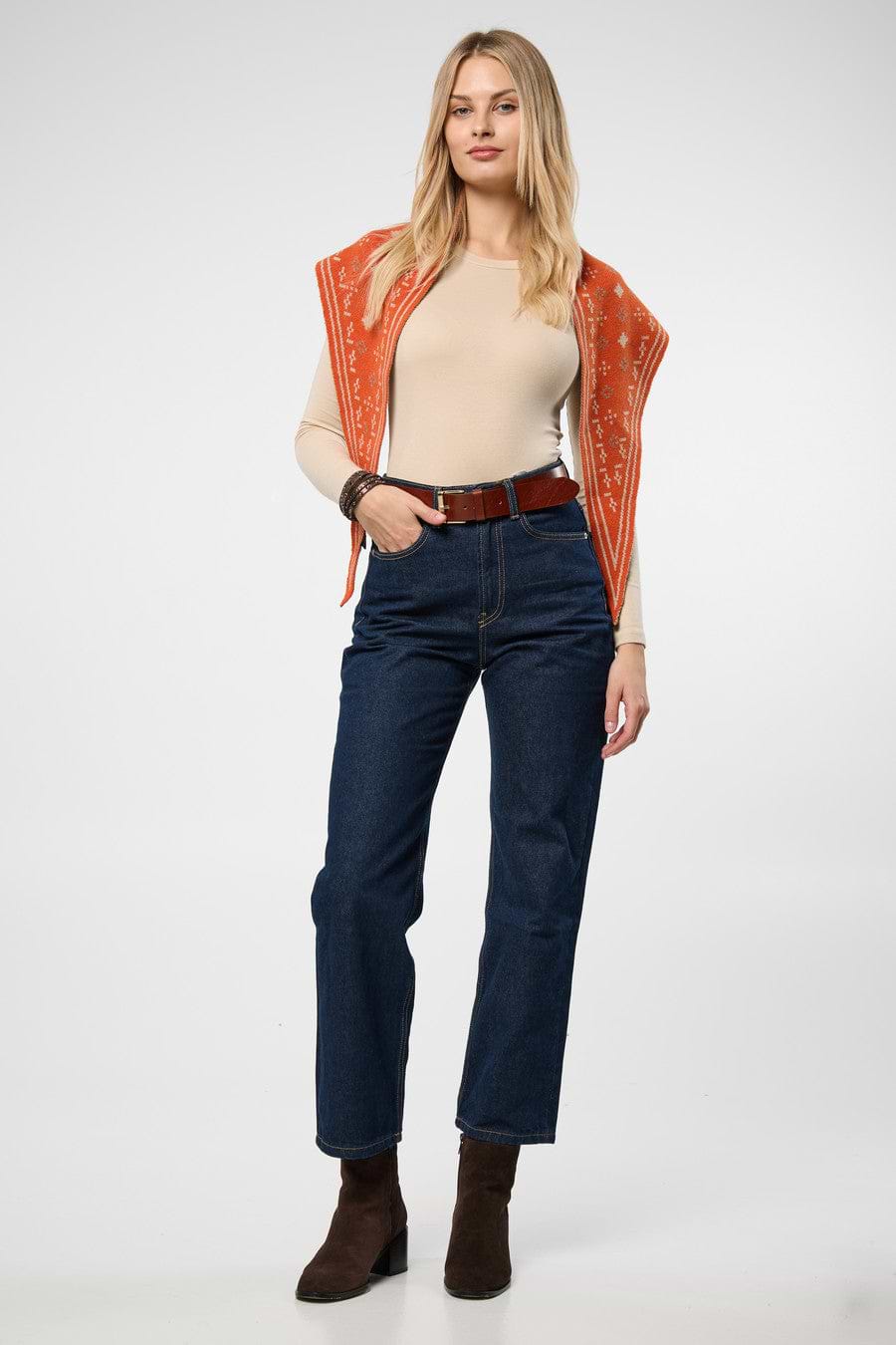 Foulard Knit Triangle Scarf - Dark Orange