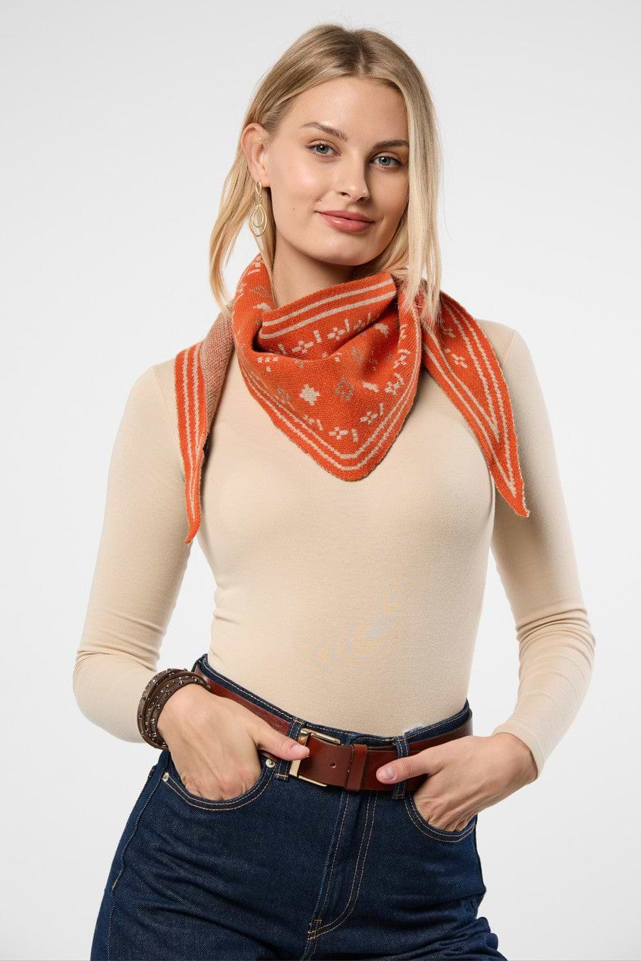 Foulard Knit Triangle Scarf - Dark Orange