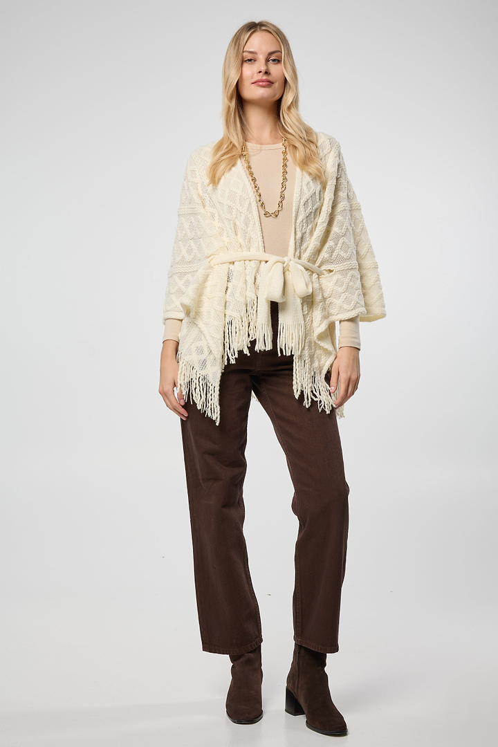 Cable Fringe Ruana