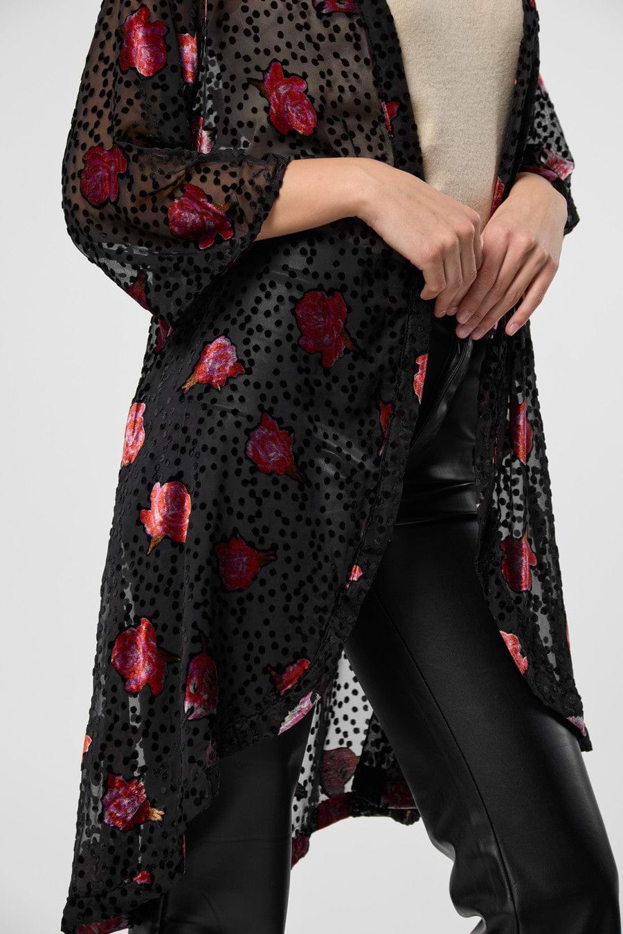 Black Velvet Rose Kimono - Black