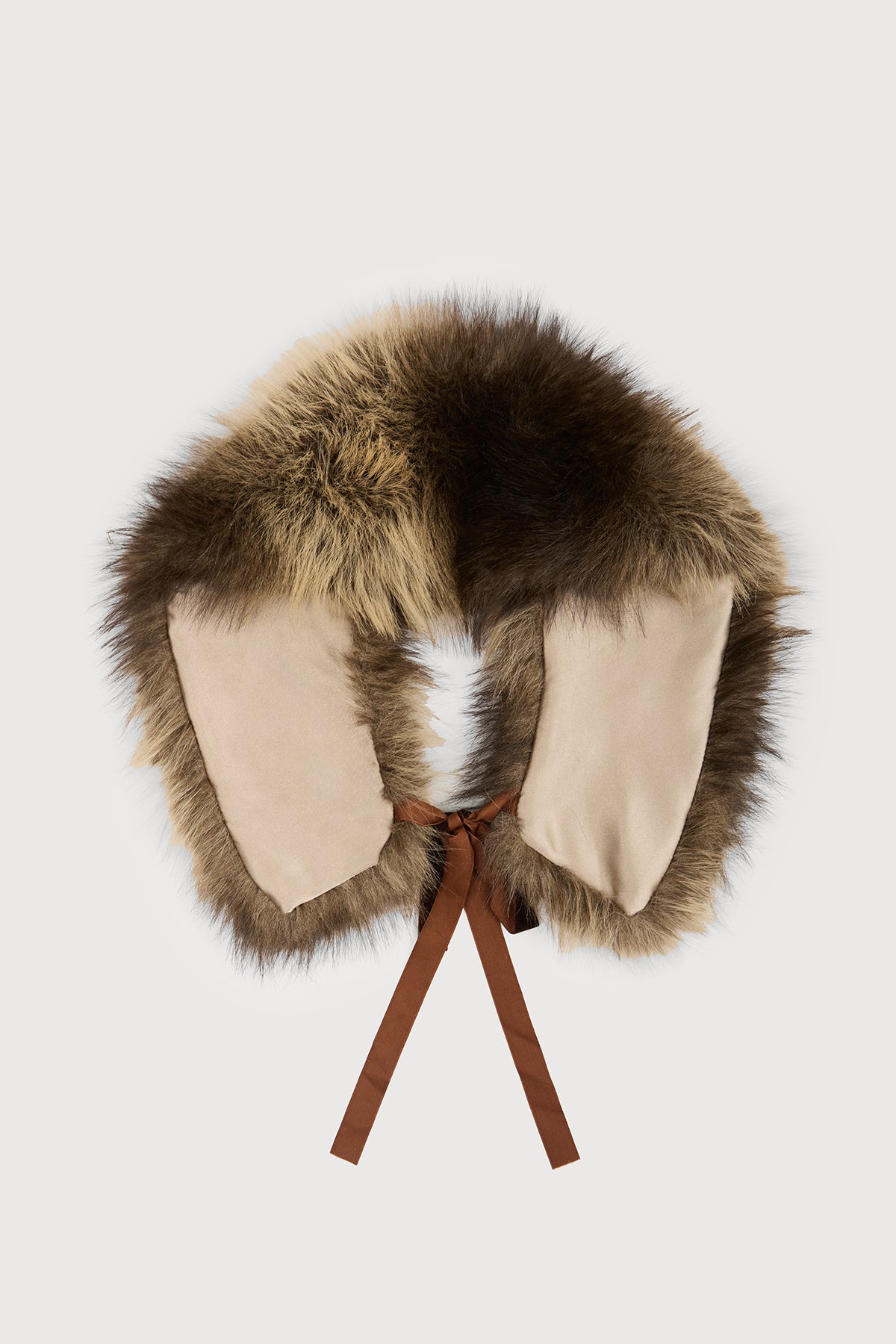 Faux Fur Tie Collar - Beige